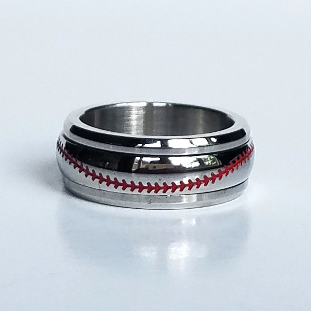 Men's Rings with Baseball Pattern - Picture 2 of 6